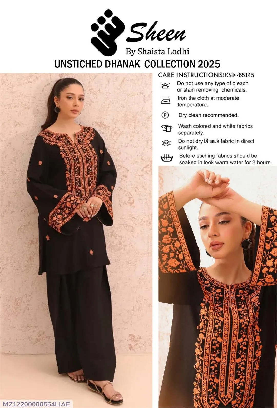 2 Pcs Women’s Unstitched Embroidered Suit