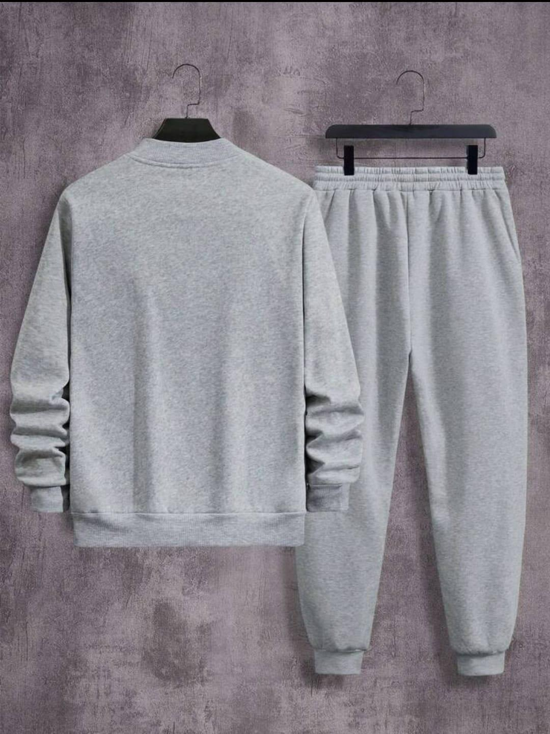 2 Pcs Men’s Fleece Plain Zipper Track Suit