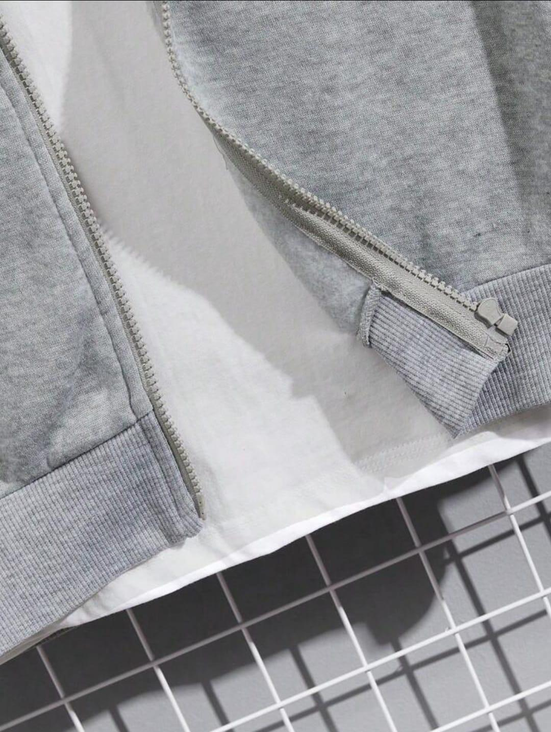 2 Pcs Men’s Fleece Plain Zipper Track Suit