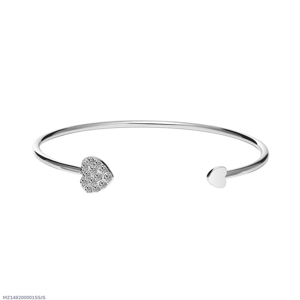 1 Pc Heart Design Silver Plated Kara Bracelet