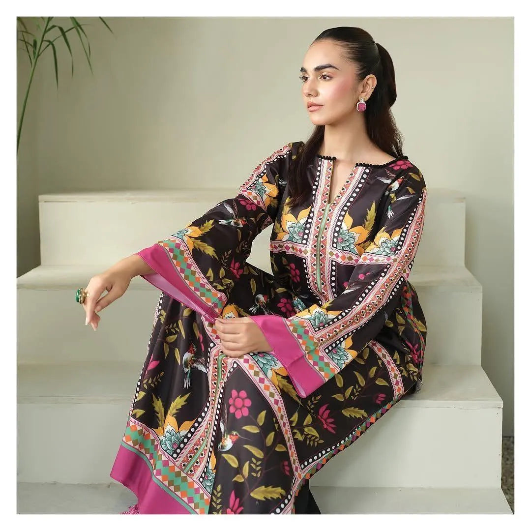 2 Pcs Women's Unstitched Printed Suit