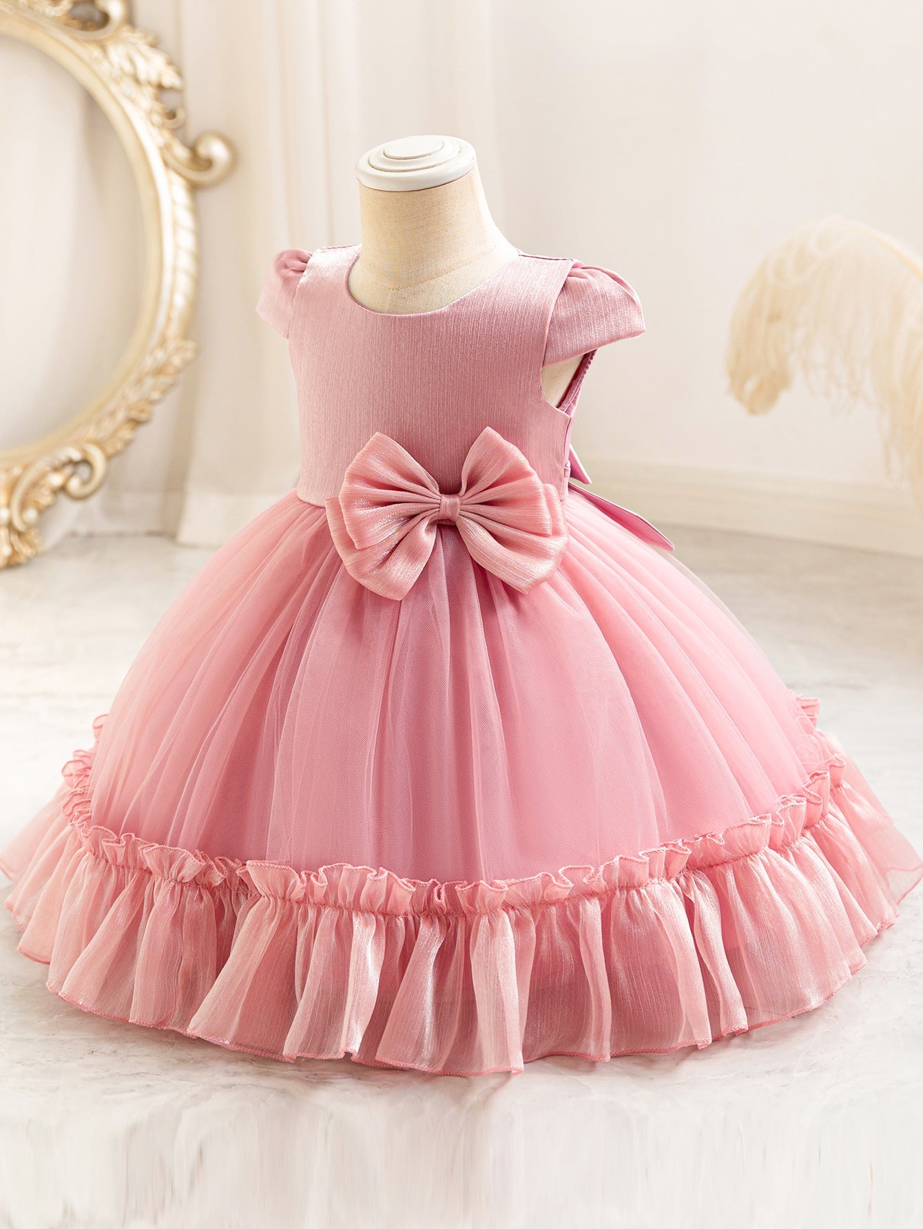 Children's Dress, Performance Costume, Wedding Dress, Princess-Style Dress, Mesh Skirt, Bow, First Birthday Party, Tutu Skirt, Cross-Border
*Product Description*: Children's