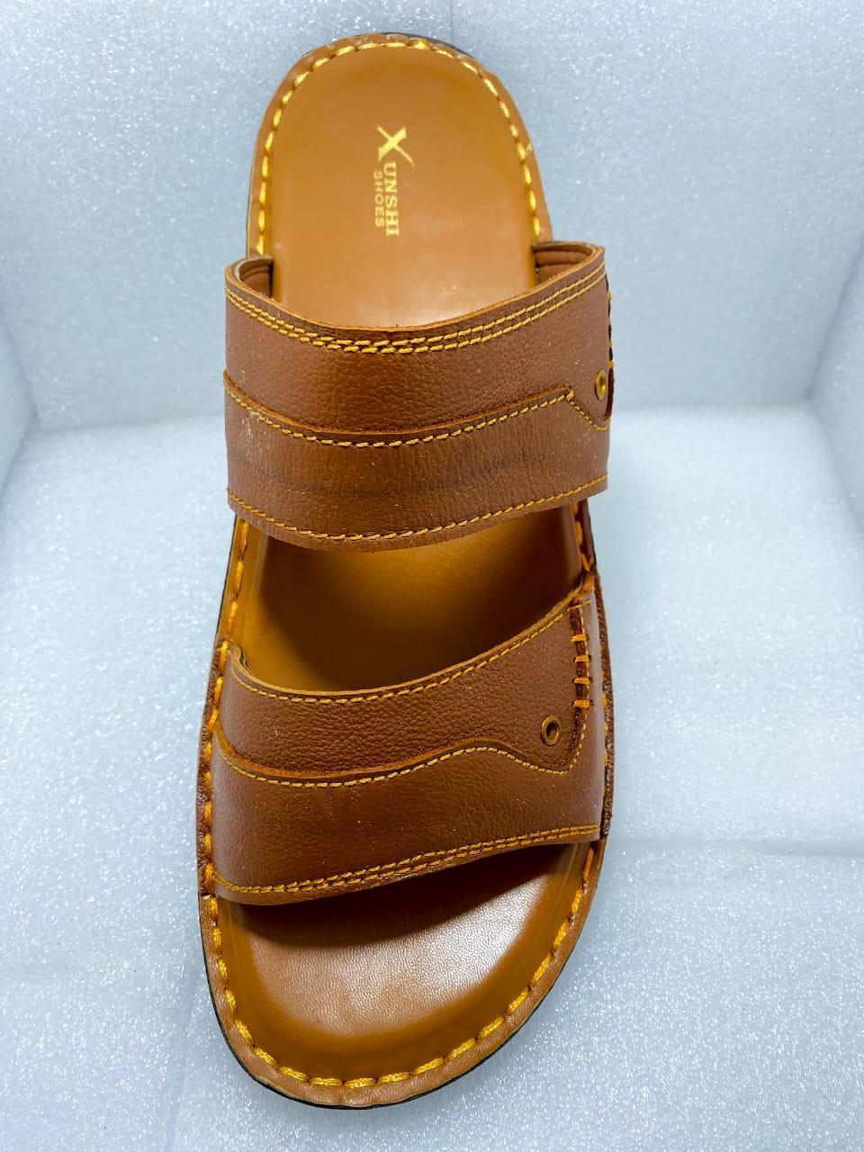 Men's Casual Leather Slipper - Mustard