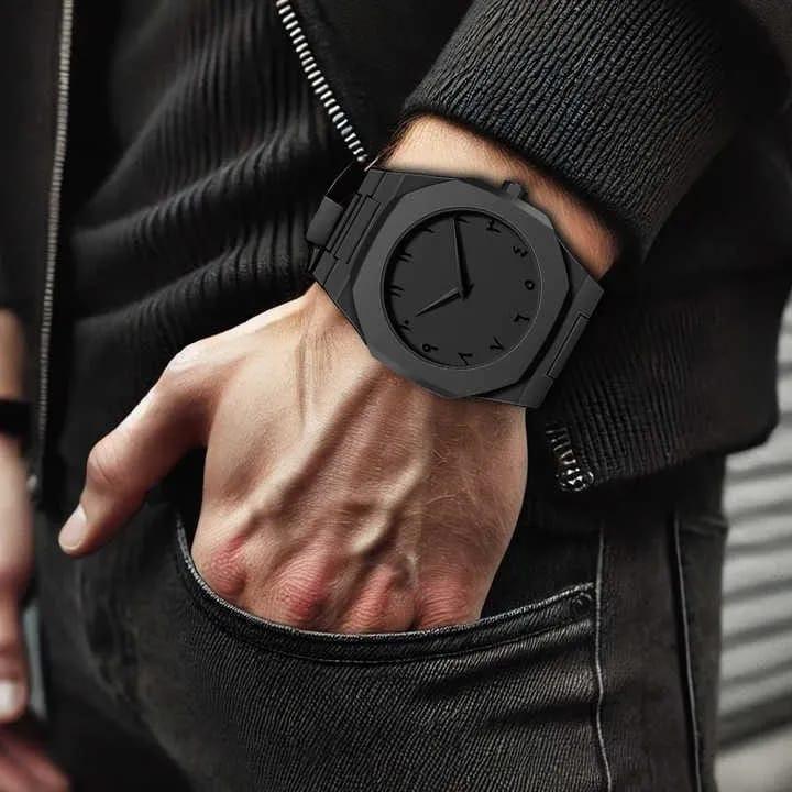 Men's Black Quartz Watch - 1 Pc Classic Timepiece