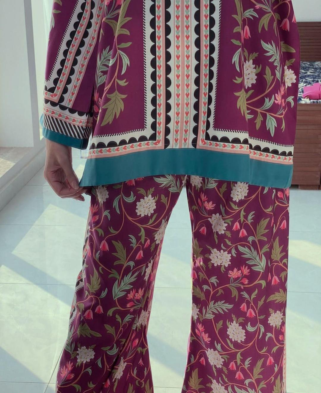 2 Pcs Women's Stitched Swiss Lawn Printed Co-Ord Set