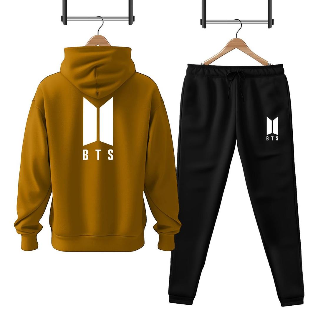 2 Pcs Men's Fleece Printed Hoodie Track Suit
