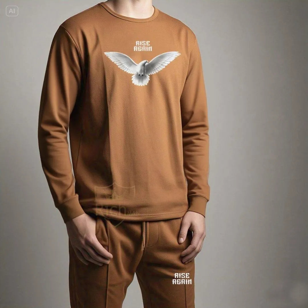 2 Pcs Men's Micro Printed Track Suit