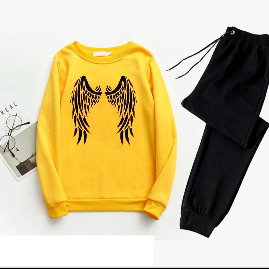 Men's Printed Polyester Track Suit - 2 Pcs Set in Yellow