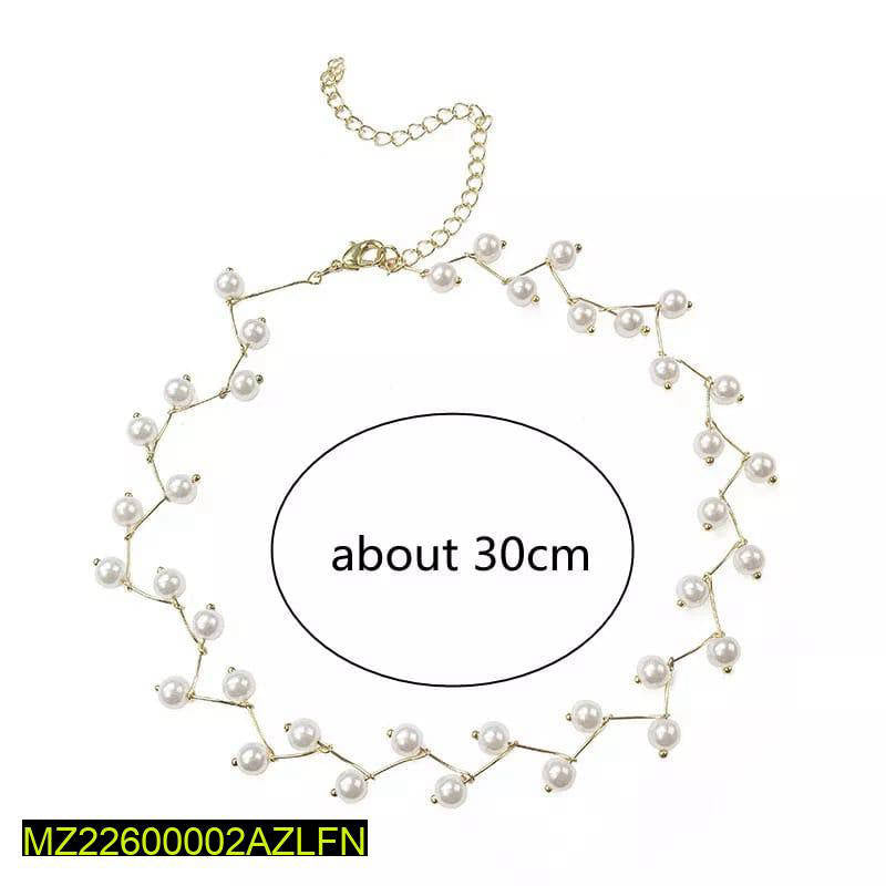 1 Pc Alloy Gold Plated Pearl Stone Choker