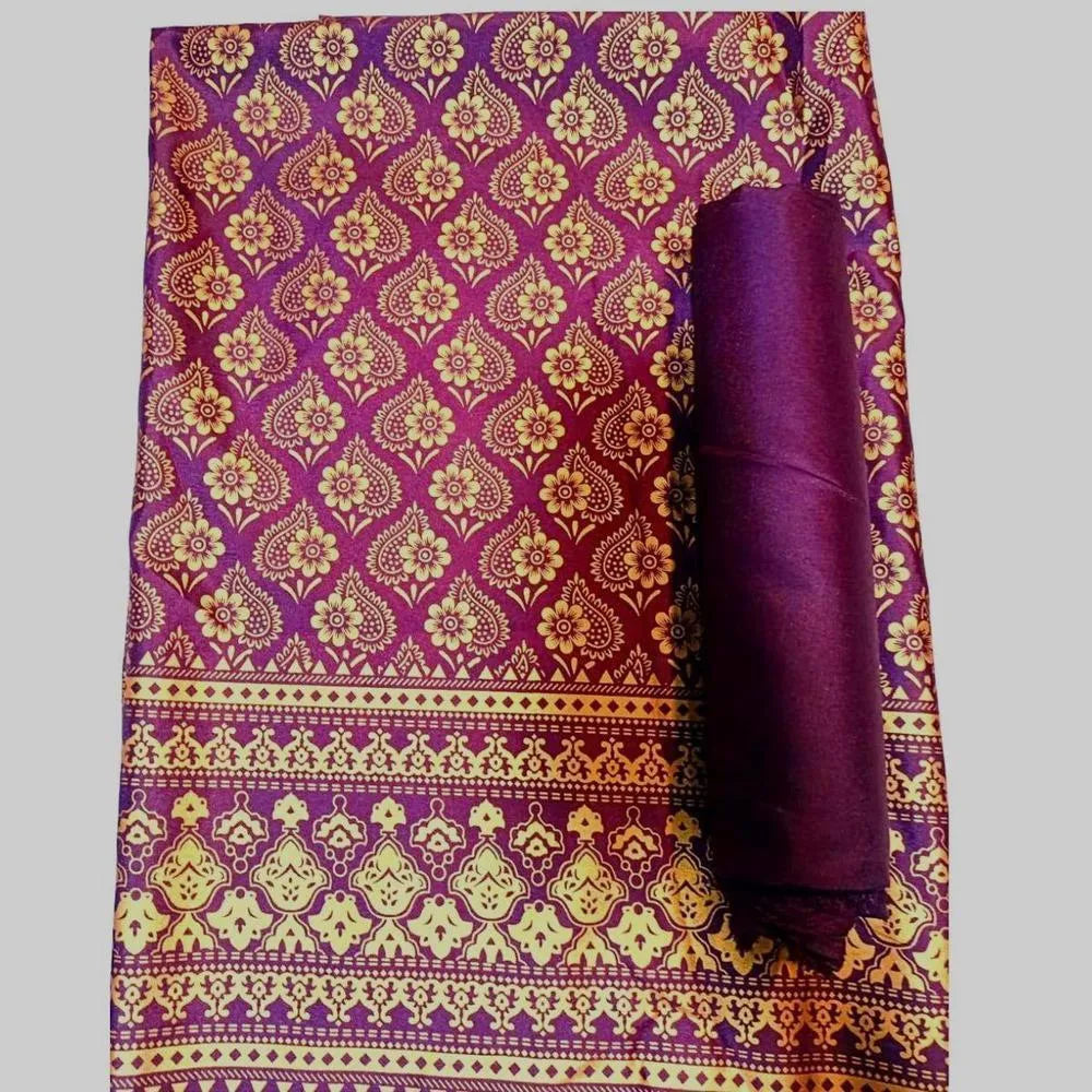 2 Pcs Women's Unstitched Block Printed Suit