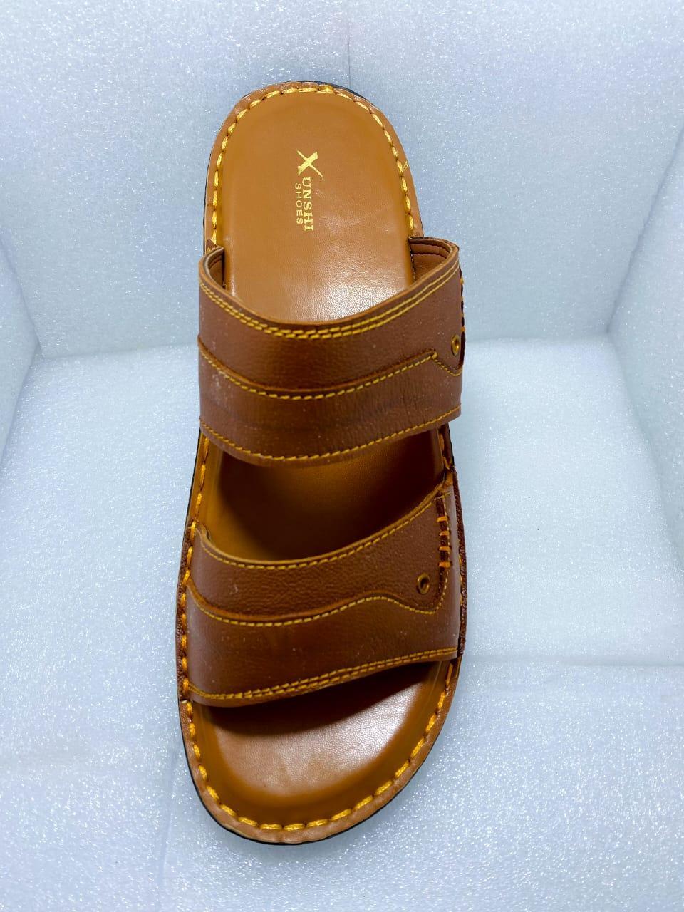 Men's Casual Leather Slipper - Mustard
