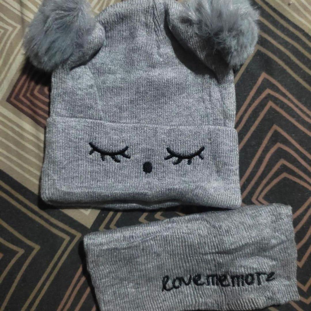 2 Pcs Wool Textured Beanie And Neck Warmer