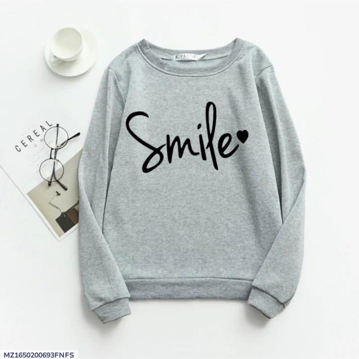 1 Pc Women's Stitched Fleece Printed Sweat Shirt