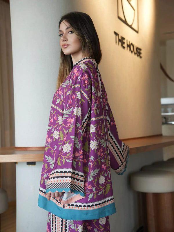 2 Pcs Women's Stitched Swiss Lawn Printed Co-Ord Set