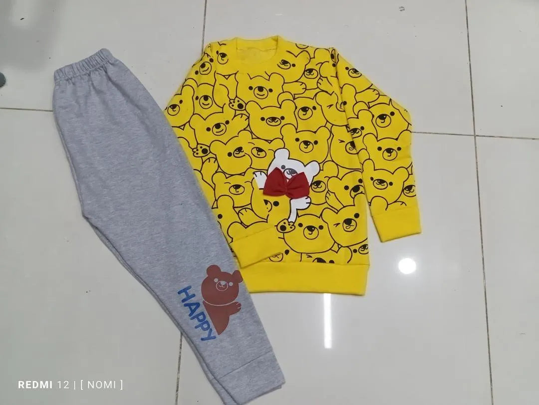2 Pcs Girl's Fleece Printed Tracksuit