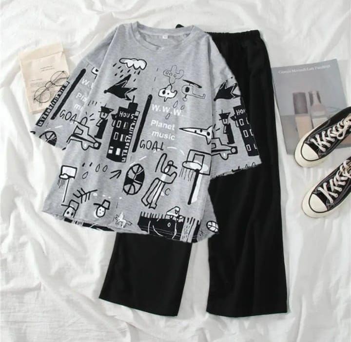 2 Pcs Women's Stitched Cotton Jersey Printed Night Suit