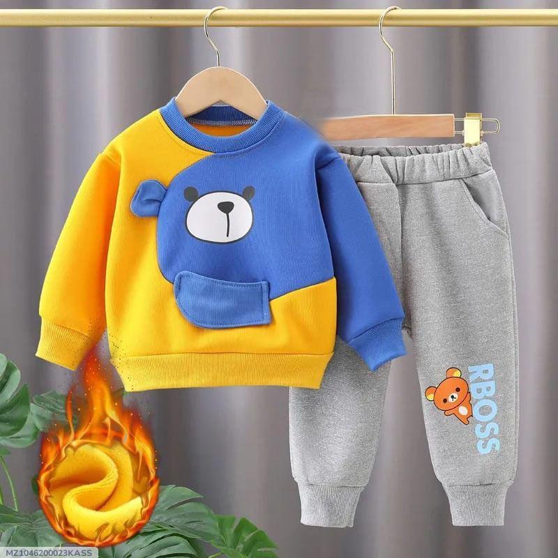 2 Pcs Girl's Fleece Printed Sweatshirt Tracksuit