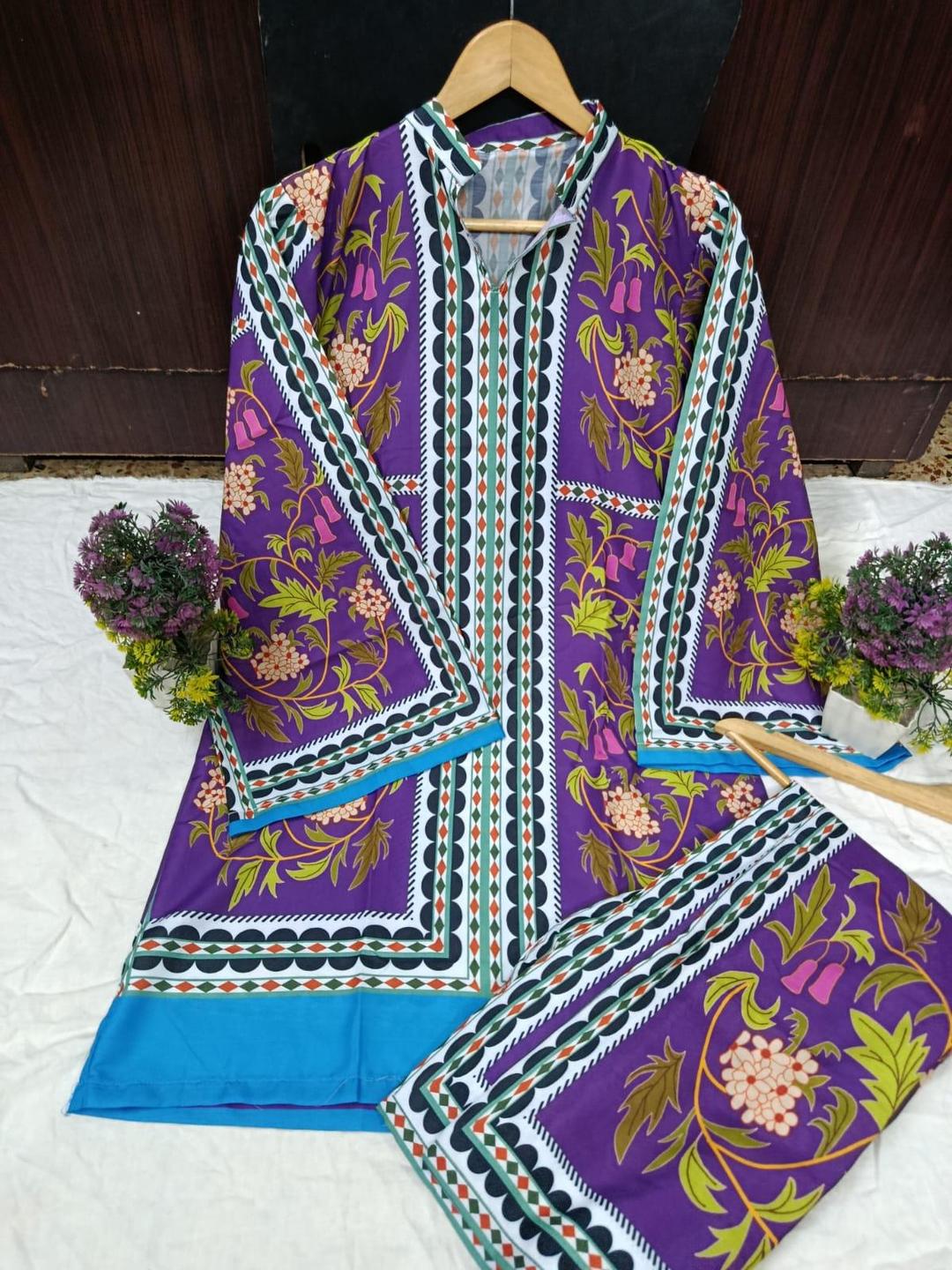 2 Pcs Women's Stitched Swiss Lawn Printed Co-Ord Set