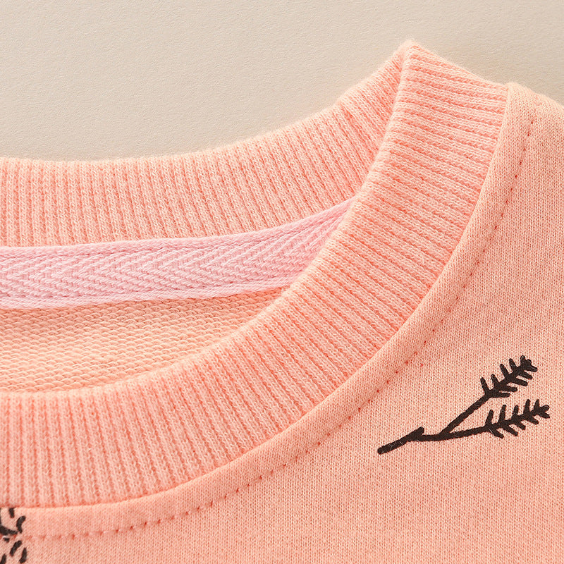 Factory direct 25 autumn new children's sweater wholesale European and American style fashion girls round neck printed long sleeve top