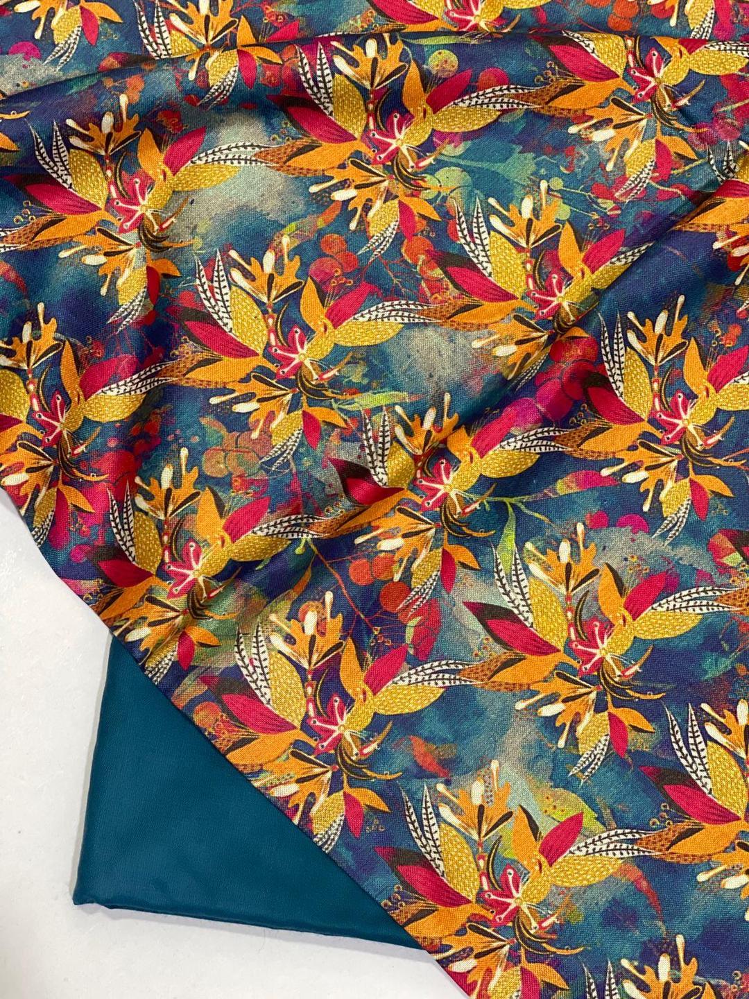 2 Pcs Women's Unstitched Digital Print Suit