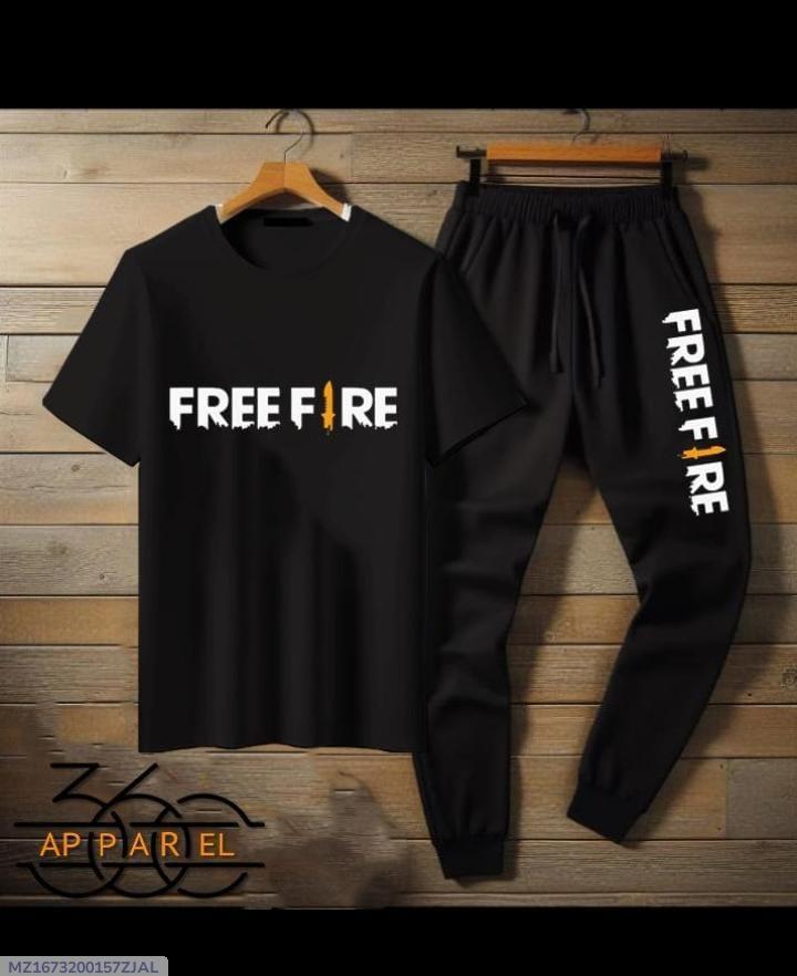 2 Pcs Men's Stitched Polyester Fleece Printed Track Suit
