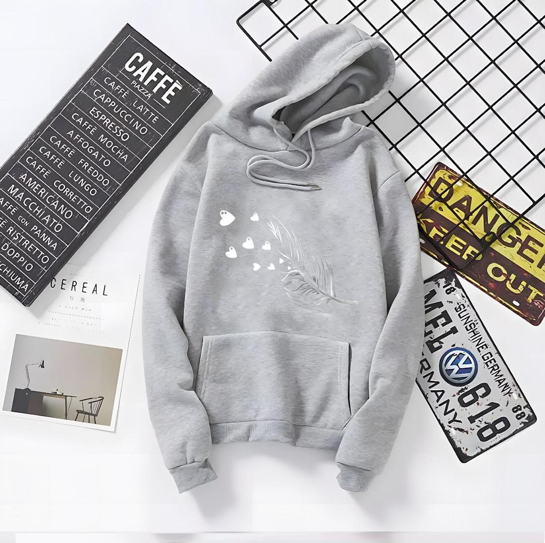 Men's Grey Printed Fleece Hoodie - 1 Pc