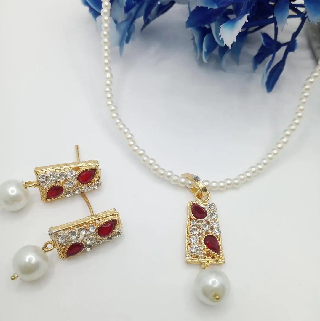 Box Design Gold Plated Gemstone Artificial Set