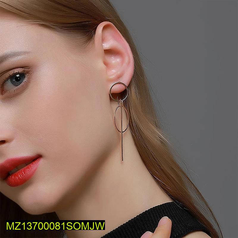 Trendy Double Circles Drop Line Earrings
