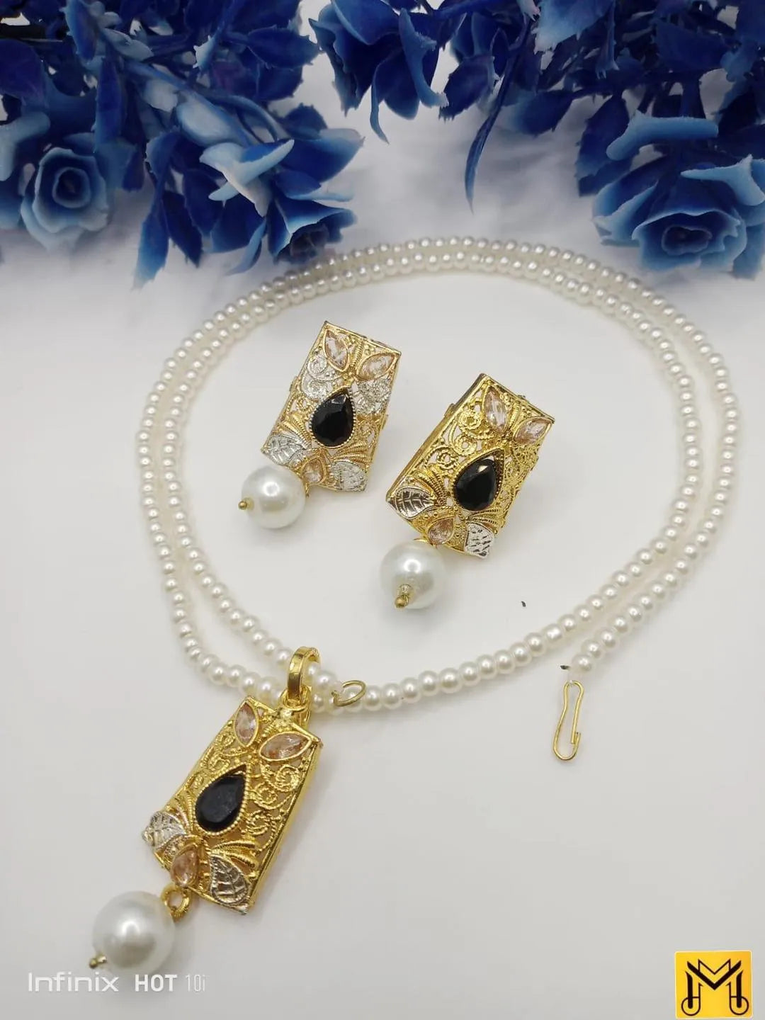 2 Layered Gold Plated Gemstone Artificial Set