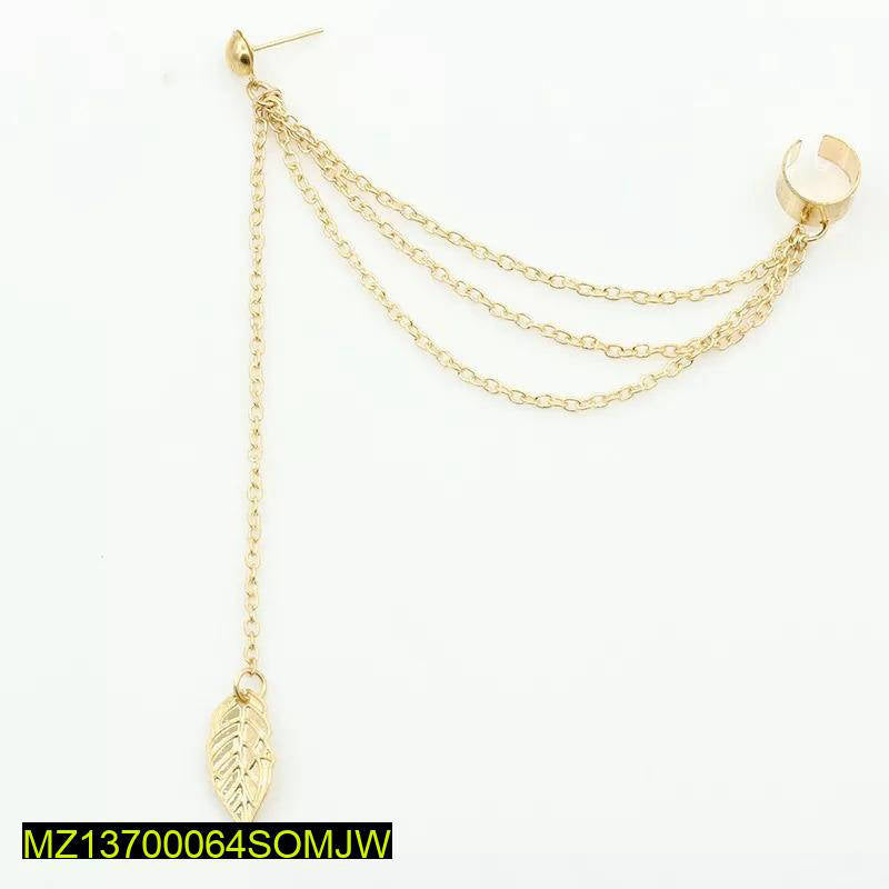 2 Pcs Gold And Silver Plated Leaf Design Ear Clip Earring