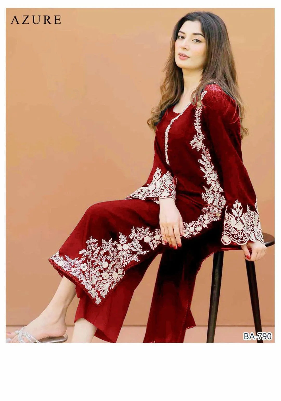 Stunning Red Embroidered Suit Set - 2 Pcs Ensemble with Stylish Trouser