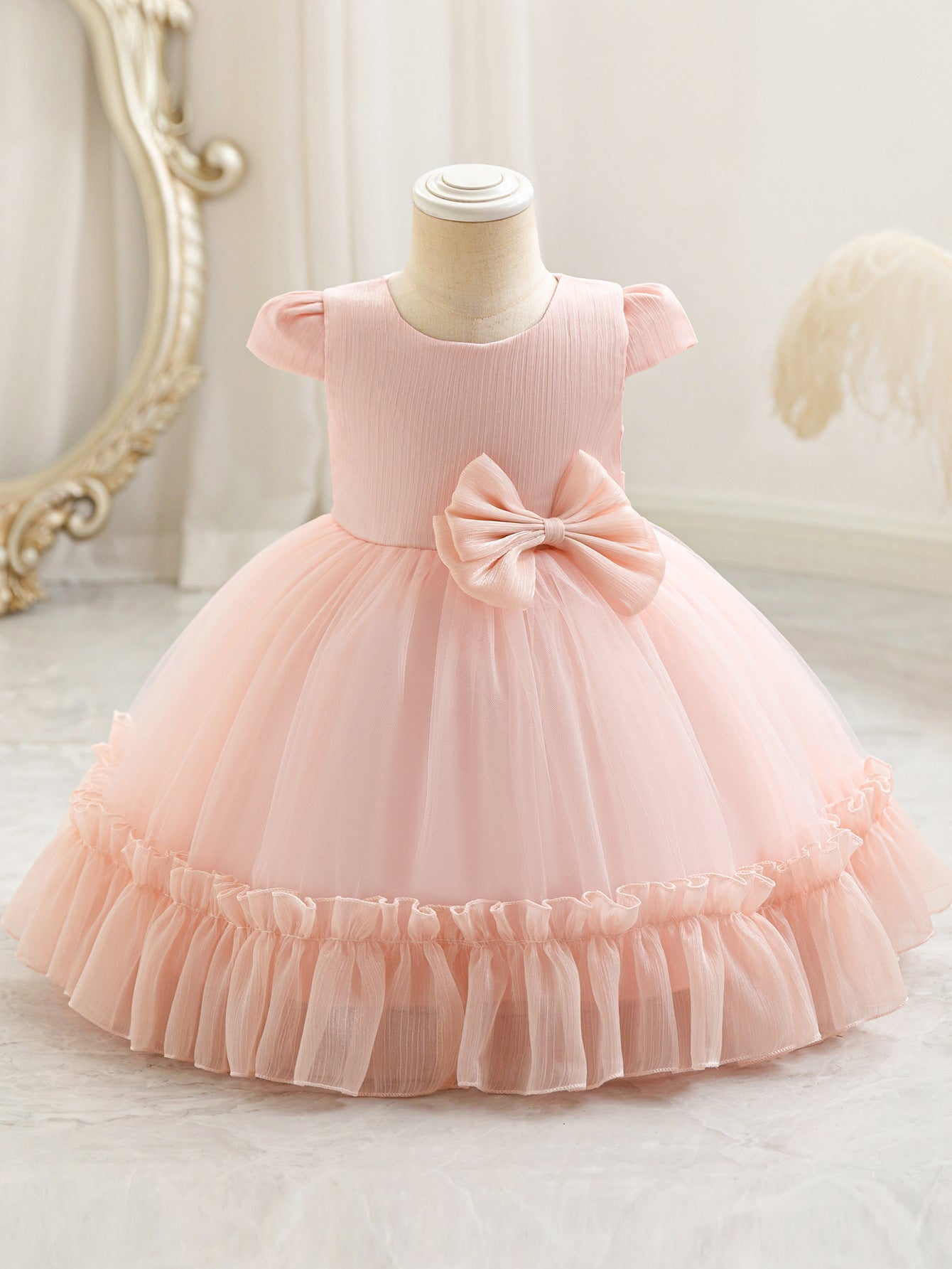 Children's Dress, Performance Costume, Wedding Dress, Princess-Style Dress, Mesh Skirt, Bow, First Birthday Party, Tutu Skirt, Cross-Border
*Product Description*: Children's