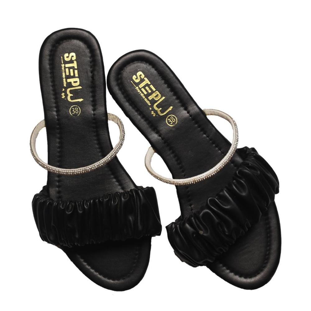 Women's Rexine Plain Flats, Black