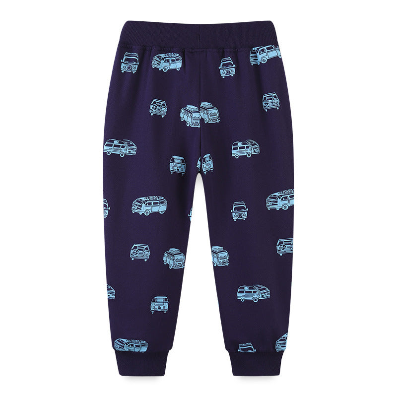 Cross-border supply of children's sports pants autumn new boys pants long printed pocket children's pants a generation of hair