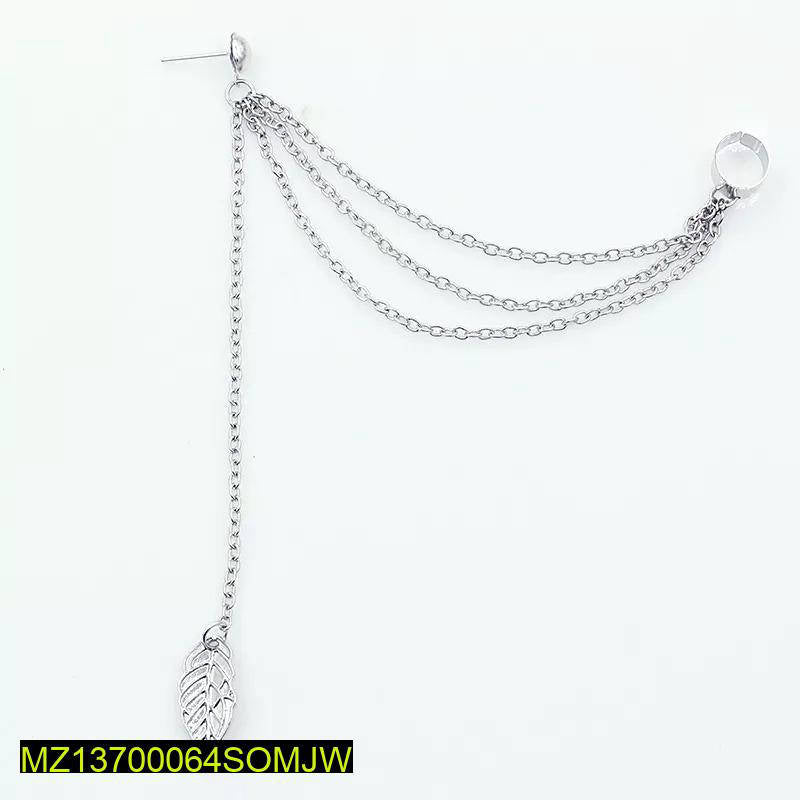 2 Pcs Gold And Silver Plated Leaf Design Ear Clip Earring
