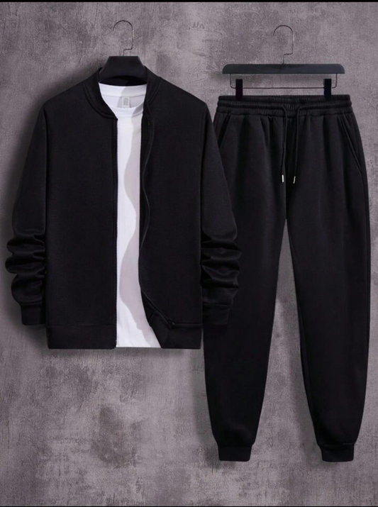 2 Pcs Men’s Fleece Plain Zipper Track Suit