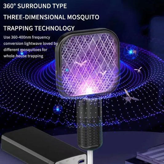 Mini USB Rechargeable Mosquito Racket With UV Light – Portable Electric Bug Zapper & Fly Swatter For Indoor/Outdoor Use, Home, Office, Travel & Camping