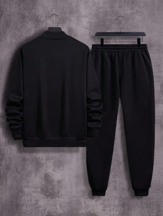 2 Pcs Men’s Fleece Plain Zipper Track Suit