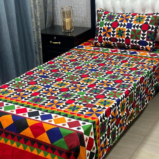 2 Pcs Crystal Cotton Printed Single Bedsheet
