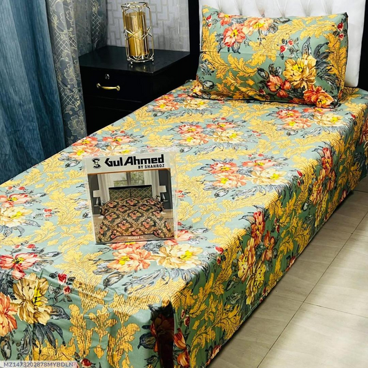 4 Pcs Cotton Salonica Printed Single Bedsheet