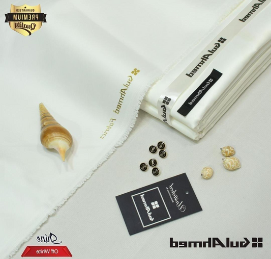 Men’s Unstitched Cotton Plain Suit - Off-White