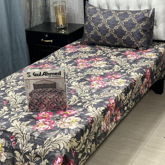 4 Pcs Cotton Salonica Printed Single Bedsheet