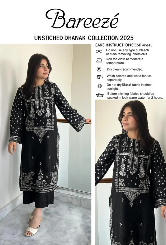 2 Pcs Women’s Unstitched Embroidered Suit
