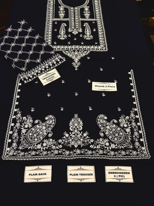 2 Pcs Women’s Unstitched Embroidered Suit