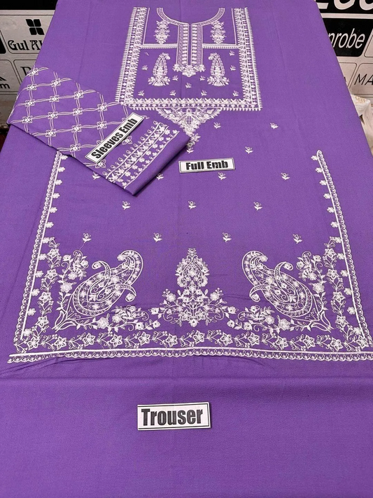 2 Pcs Women’s Unstitched Embroidered Suit