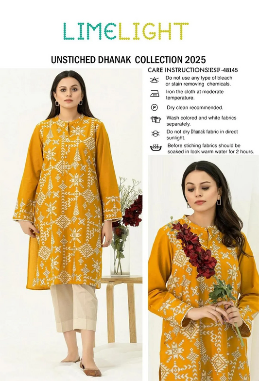 2 Pcs Women’s Unstitched Embroidered Suit