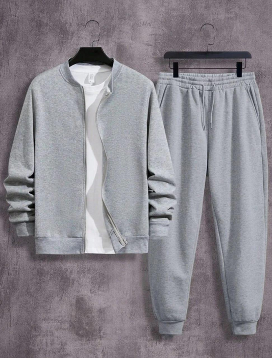 2 Pcs Men’s Fleece Plain Zipper Track Suit