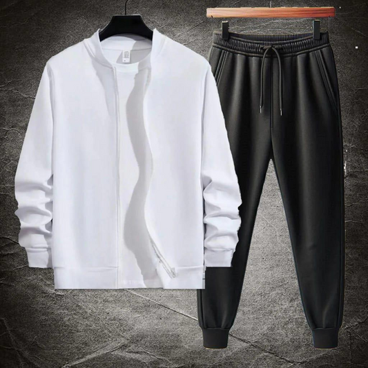 2 Pcs Men’s Fleece Plain Zipper Track Suit