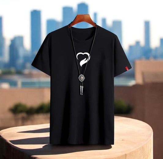 Men's Black Printed Cotton Jersey Half Sleeve T-Shirt