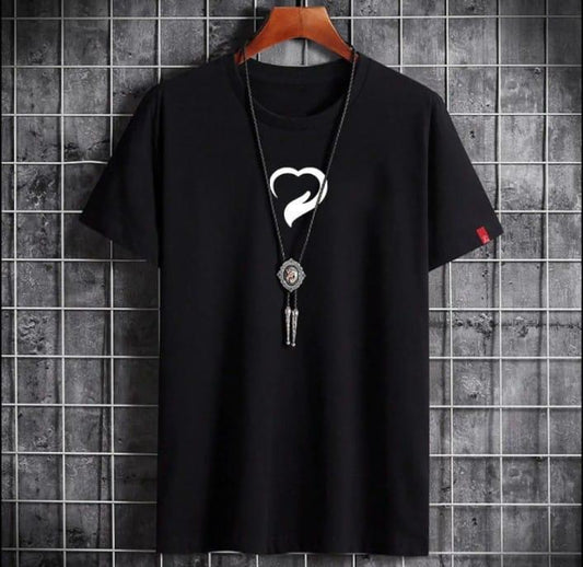 Men's Black Printed Cotton Jersey Half Sleeve T-Shirt
